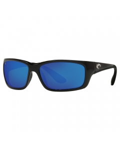 Costa Del Mar Jose Men's Rectangular Polarized 580G Sunglasses - Shiny Black Frame/Blue Lens