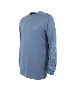 Aftco Youth Samurai 2 SPBH Performance Long Sleeve Shirt - Space Blue Heather (Size: S)