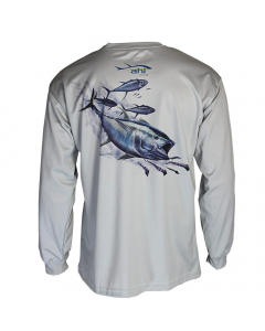 Ahi USA Yellowfin Tuna and Squid Sunguard Shirt - Grey (Size: L)