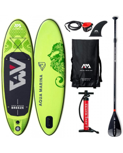 Aqua Marina Breeze Inflatable iSUP Board 2.75m/12cm with Paddle and Safety Leash