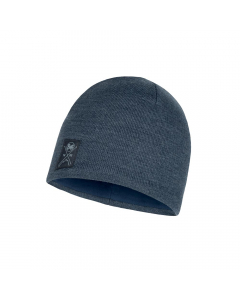 Buff Knitted Hat - Navy
