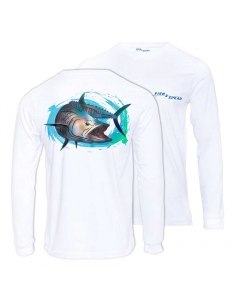 Fish2spear Long Sleeve Performance Shirt - Fierce King Fish, White