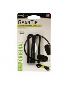 Nite Ize Gear Tie Reusable Rubber Twist Tie 6" (Pack of 2) - Black