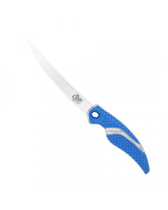 Cuda 6-inch Bonded Titanium Curved Boned Knife, Blue