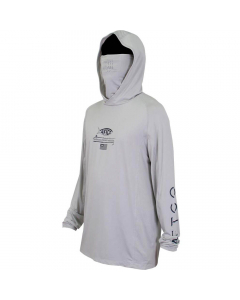 Aftco #M63122 Barracuda Geo Cool Hooded LS Performance Shirt - Silver Heather