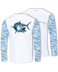 Fish2spear Long Sleeve Performance Shirt - Fierce King Fish - White Camo