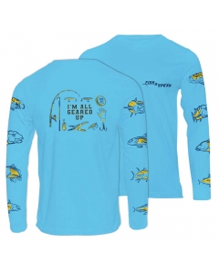 Fish2spear Long Sleeve Performance Shirt - All Geared Up - Blue with Yellow Sketch