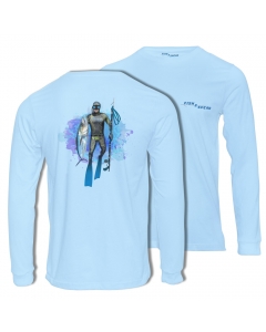 Fish2spear Long Sleeve Performance Shirt - Speared King Fish - Blue