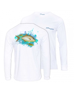 Fish2spear Long Sleeve Performance Shirt - Orange Spotted Trevally - White