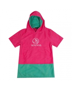 Seafans Kids Poncho - Pink Green