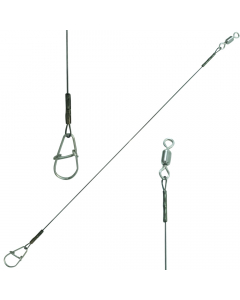 Premade Kinky 2 Knot Wire Leader with Snap and Swivel
